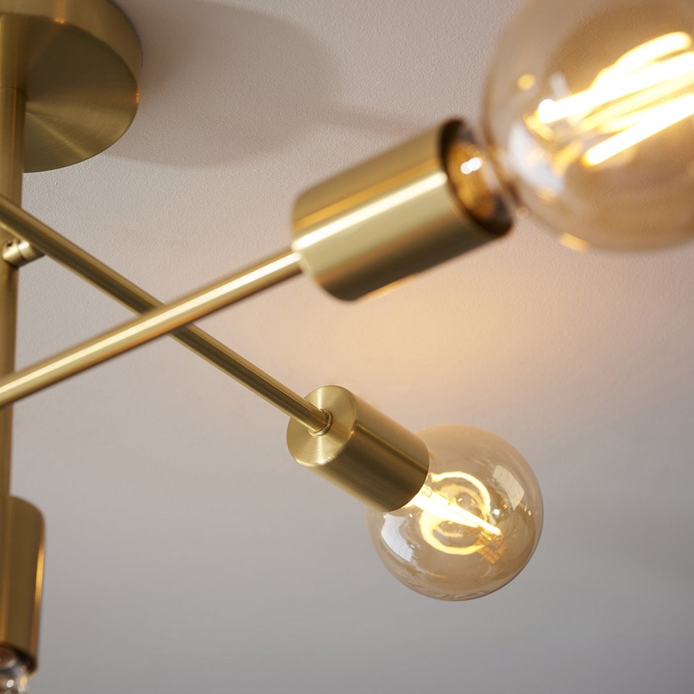 Studio 5 Light Semi Flush in Brushed Brass