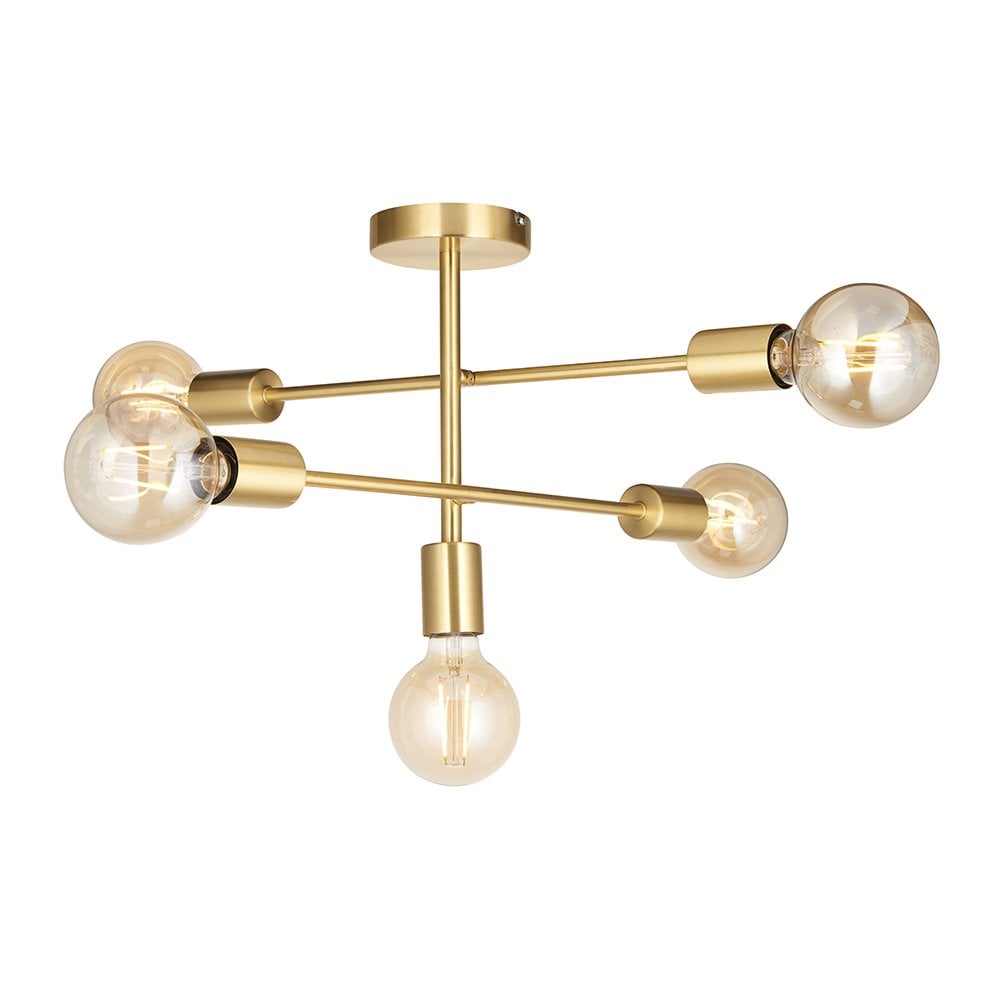 Studio 5 Light Semi Flush in Brushed Brass