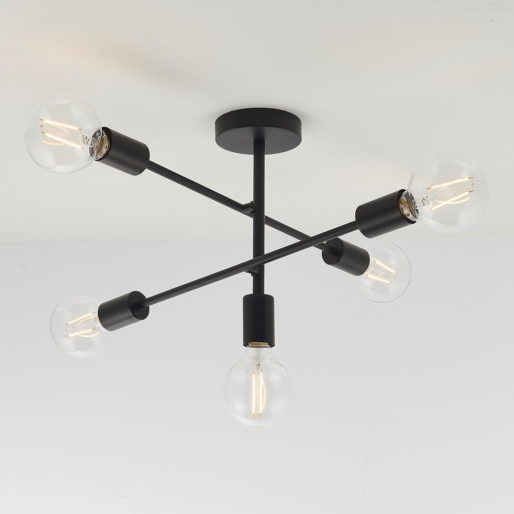Studio 5 Light Semi Flush in Matt Black Finish