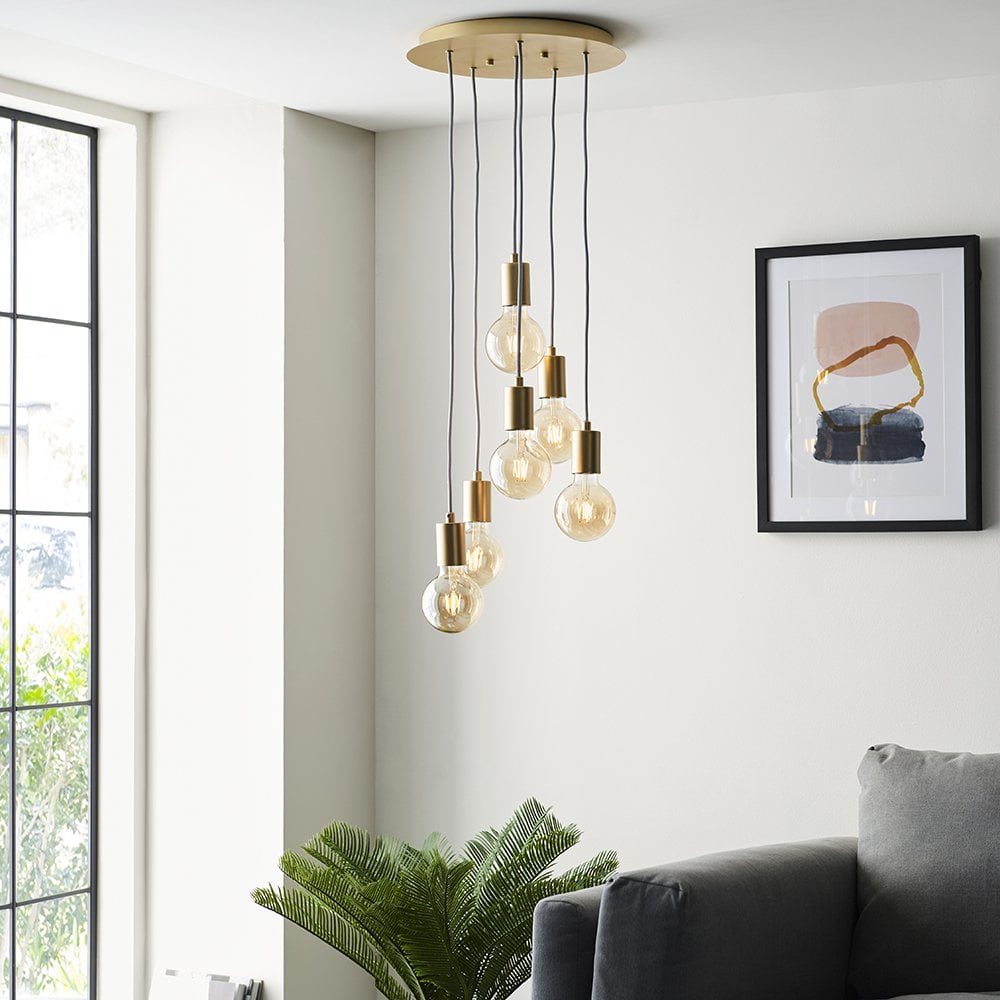 Studio 6 Light Cluster in Brushed Brass