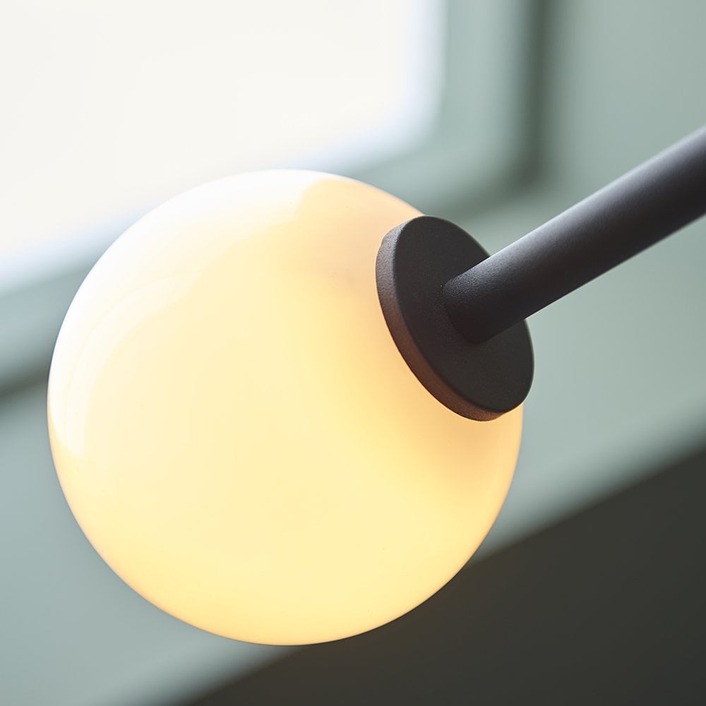 Black Floor Lamp with 2 Opal Glass Shades