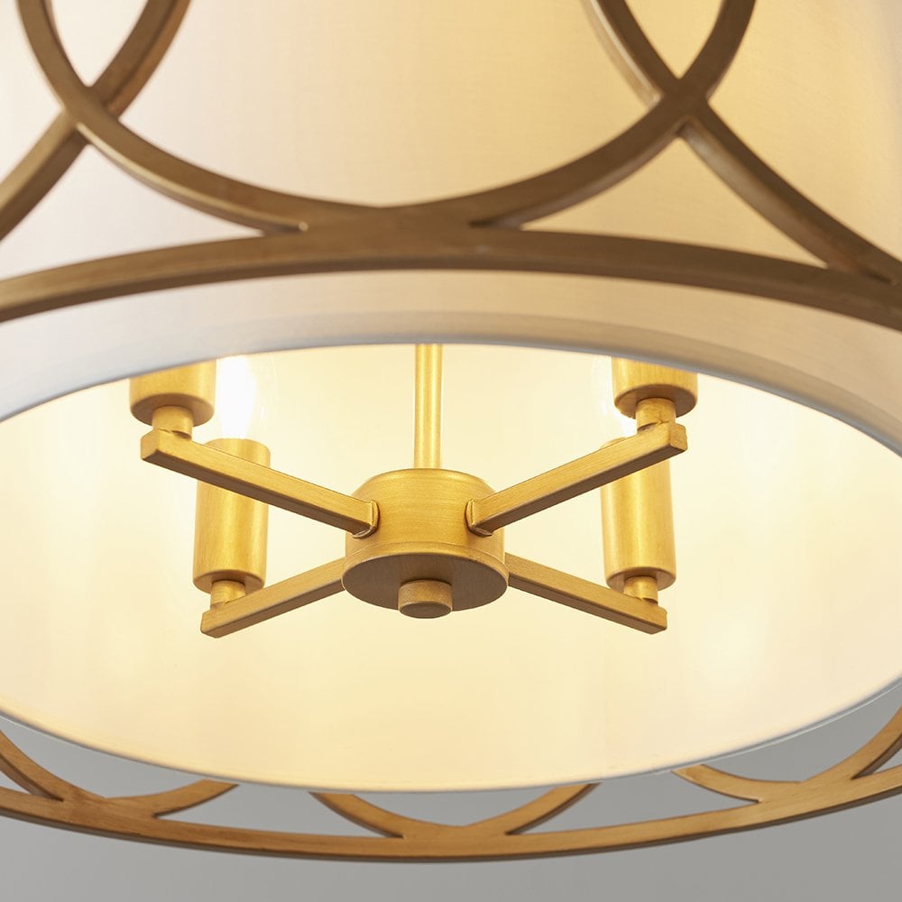 Gold 4 Light Circular Pendant C/W White Shade