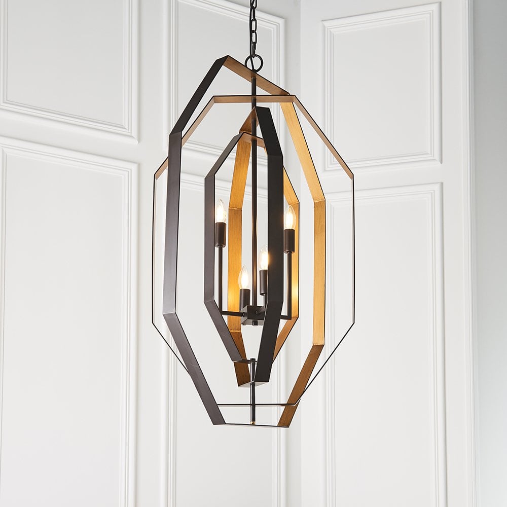 4 Light Bronze Pendant with Gold Inner