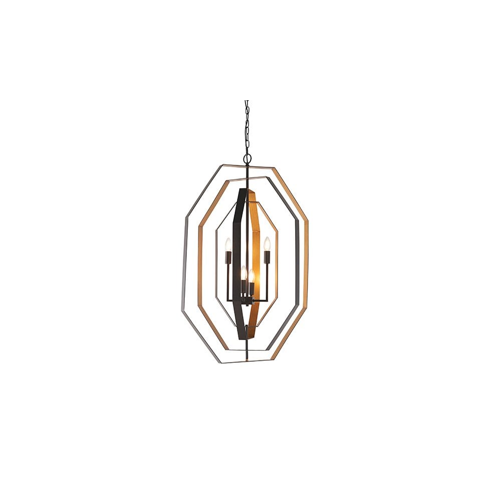 4 Light Bronze Pendant with Gold Inner
