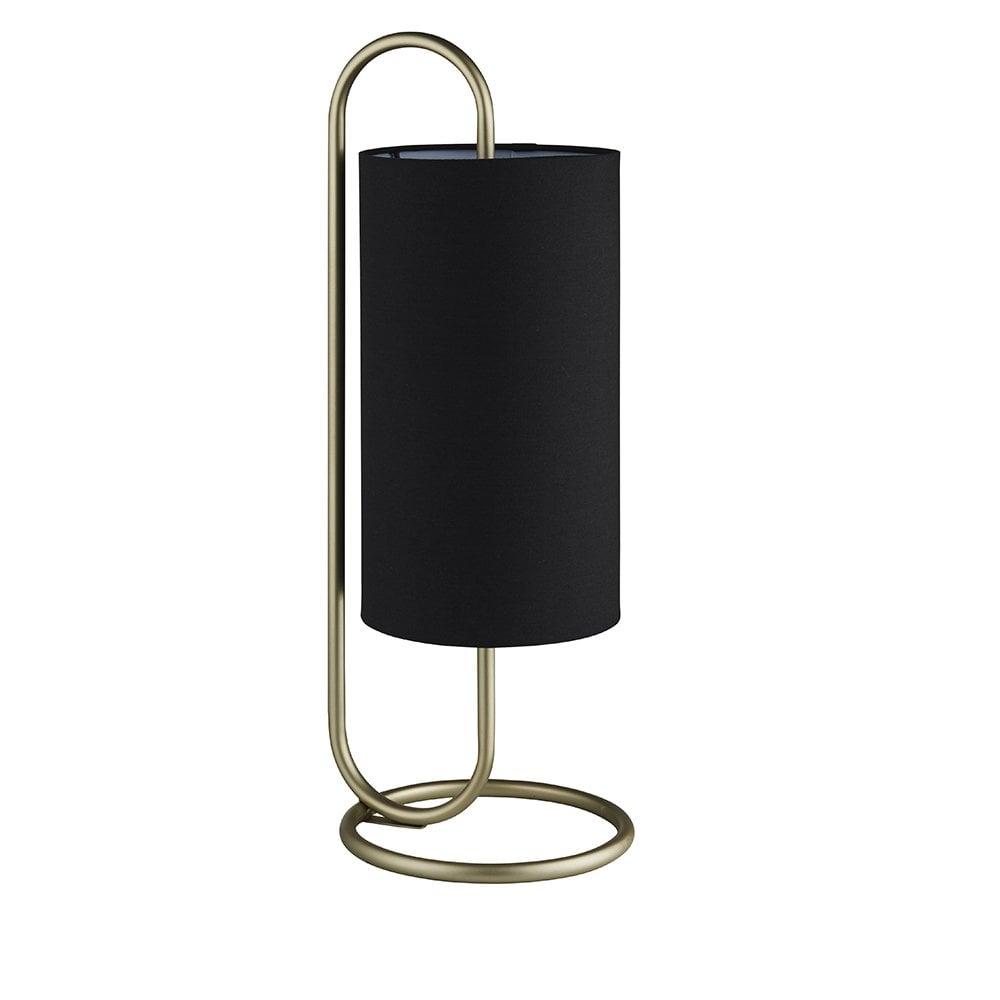 Klip Oval Table Lamp in Antique Brass C/W Black Shade