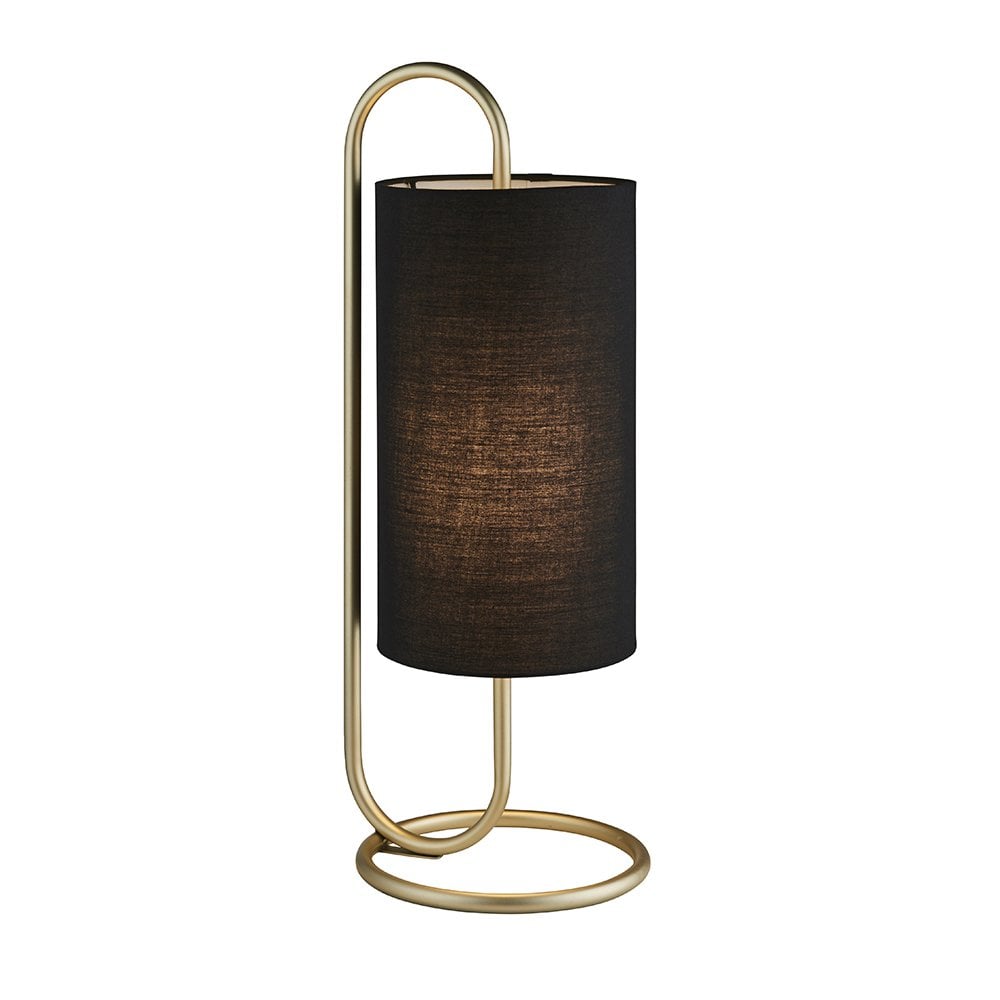 Klip Oval Table Lamp in Antique Brass C/W Black Shade