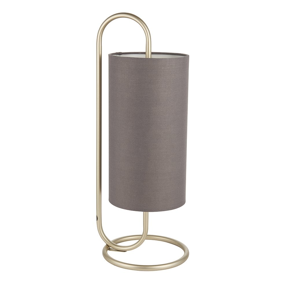 Klip Oval Table Lamp in Antique Brass C/W Grey Shade