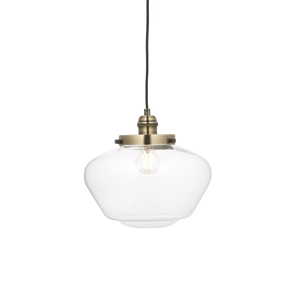 Camberley Antique Brass Pendant with Glass Shade