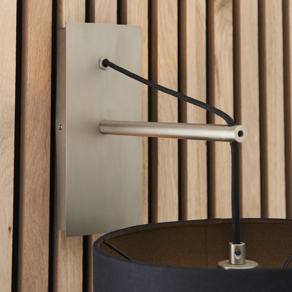 Milan Nickel Wall Light C/W Black Shade