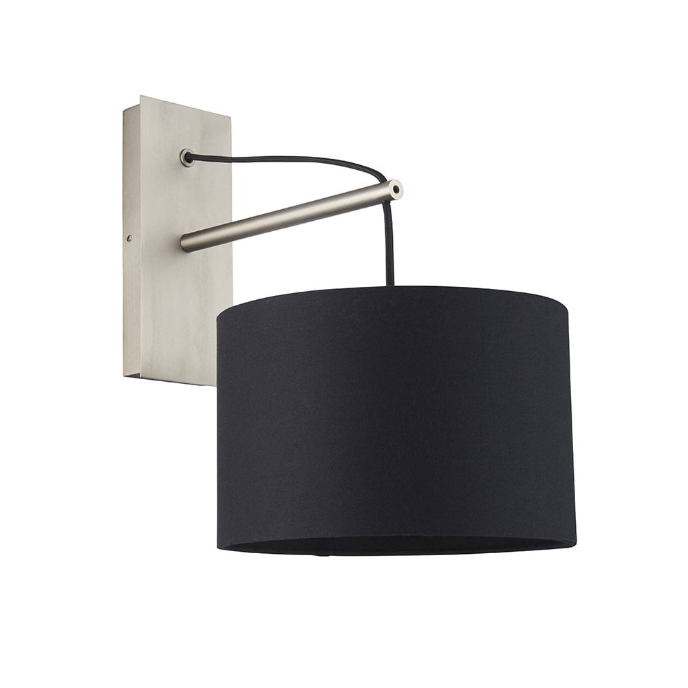 Milan Nickel Wall Light C/W Black Shade