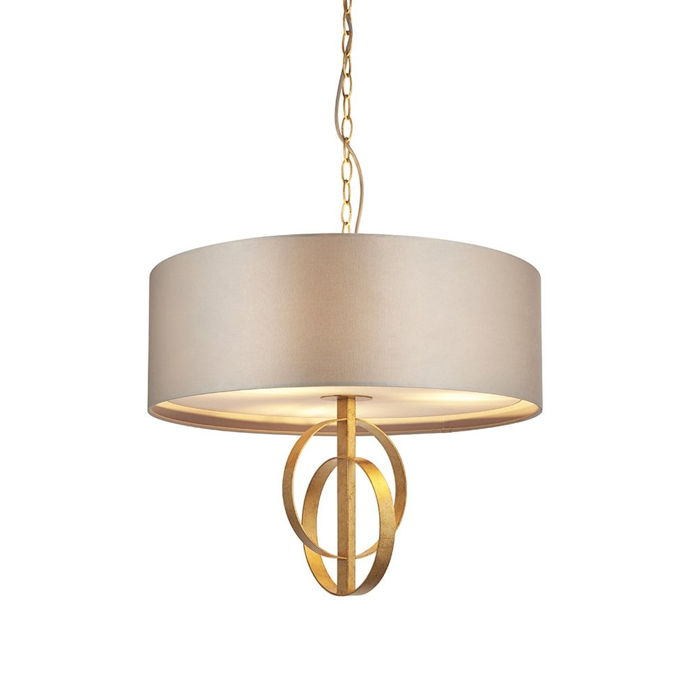 3 Light Gold Leaf Pendant C/W Mink Shade