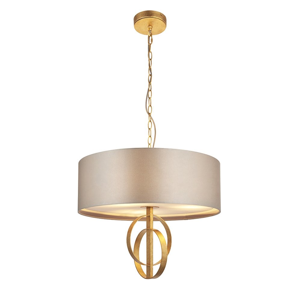 3 Light Gold Leaf Pendant C/W Mink Shade