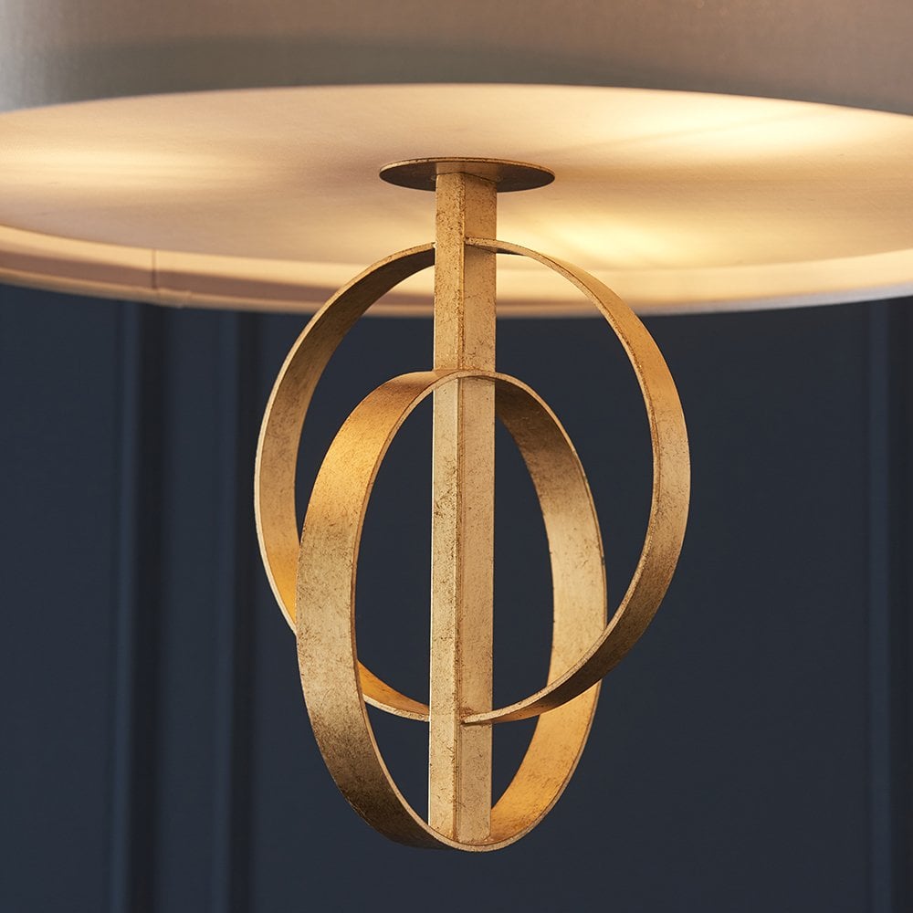 3 Light Gold Leaf Pendant C/W Mink Shade