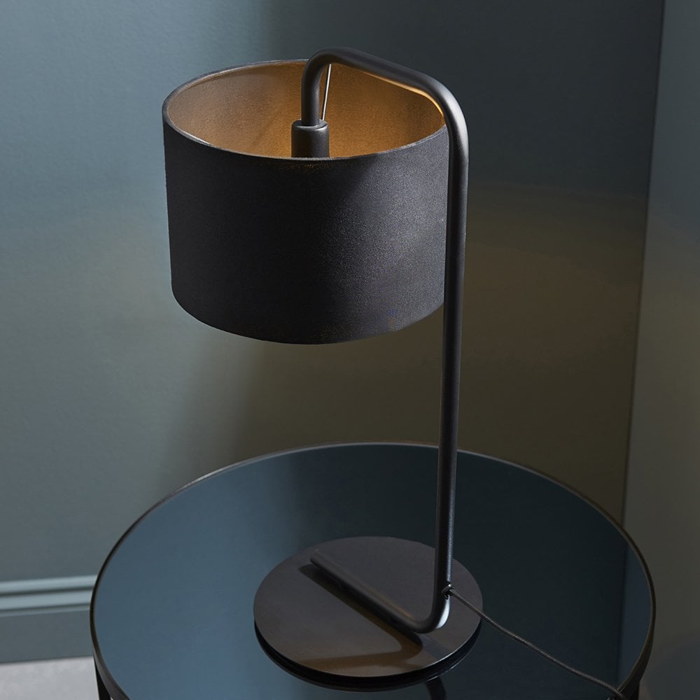 Landis Table Lamp in Black Finish C/W Black Shade