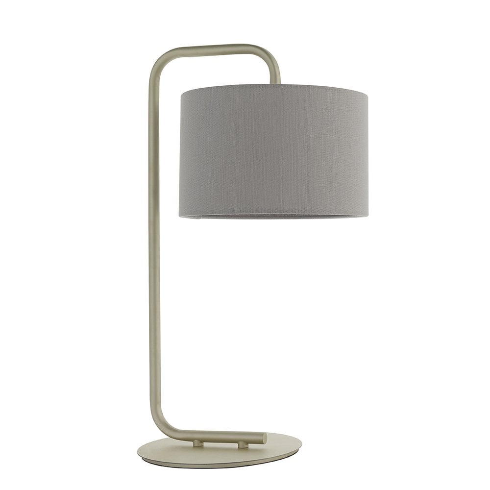 Landis Table Lamp in Champagne Finish C/W Grey Shade