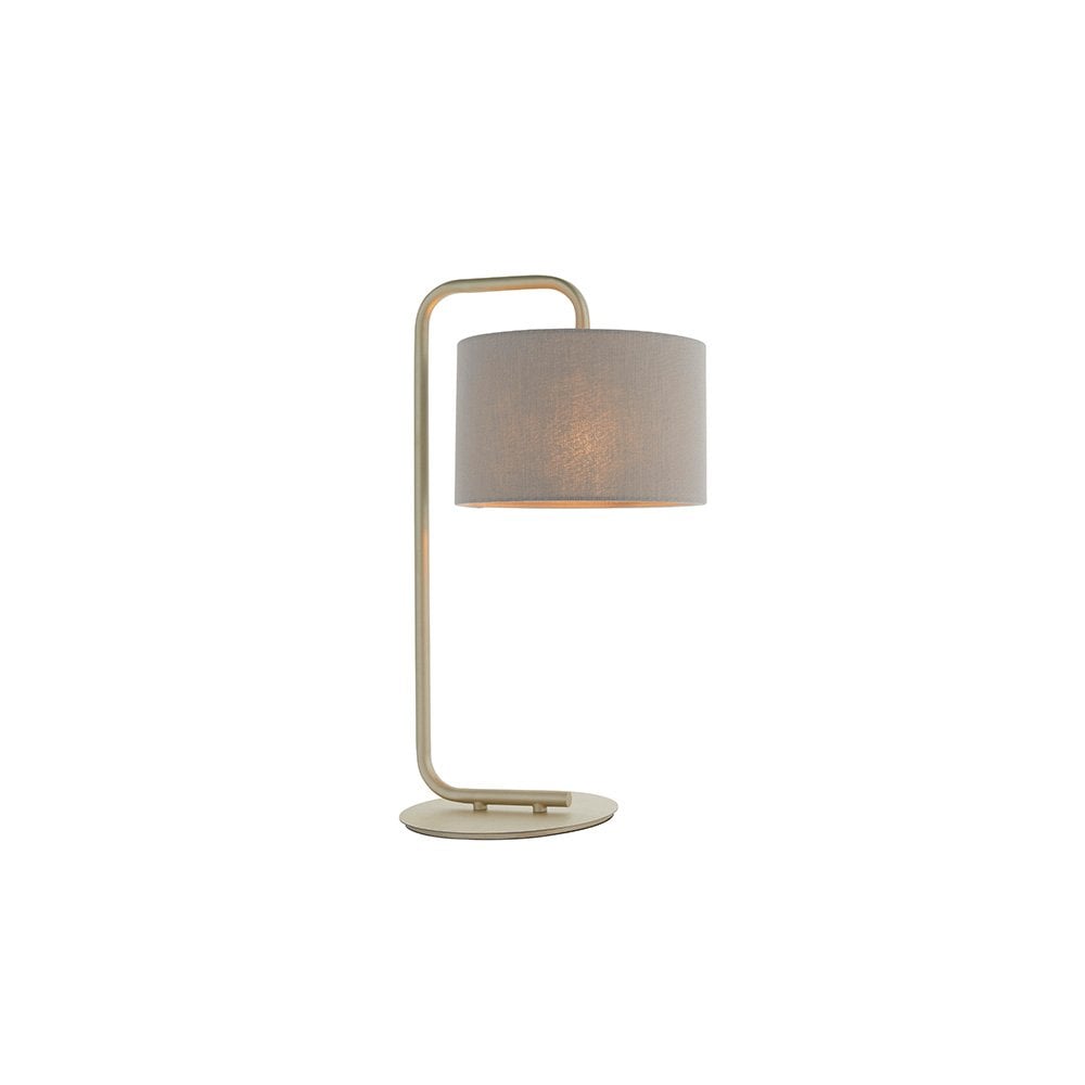 Landis Table Lamp in Champagne Finish C/W Grey Shade