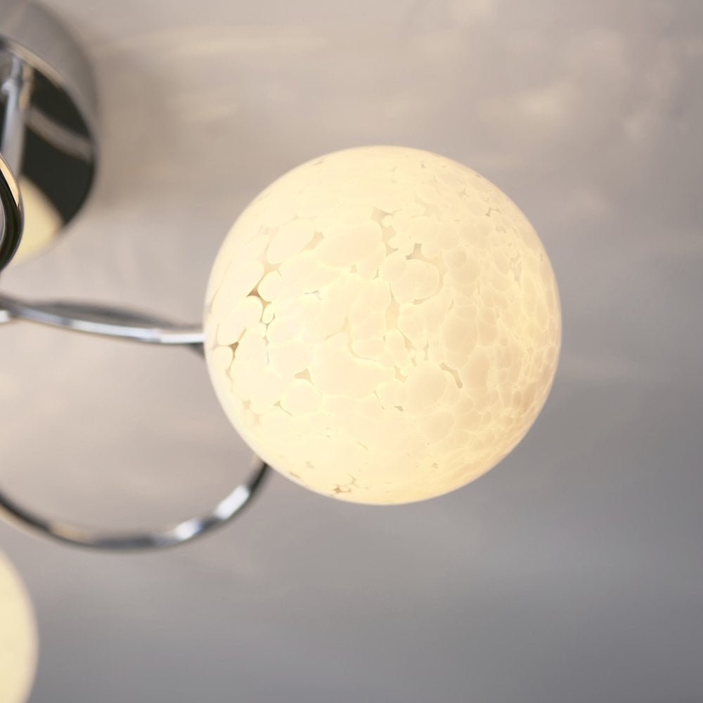 Delos Chrome Semi Flush Fitting with Decorative Glass Shades