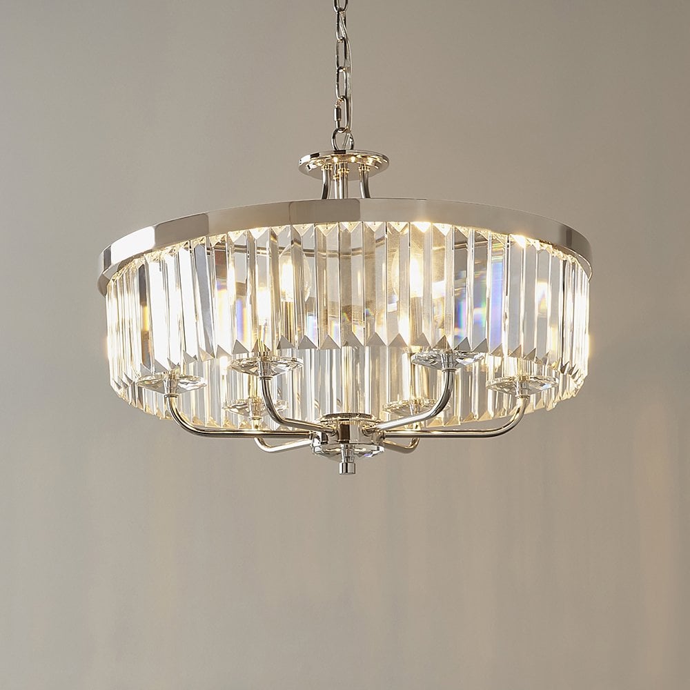 Nickel Chandelier with Clear Glass