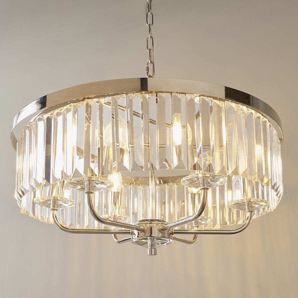 Nickel Chandelier with Clear Glass