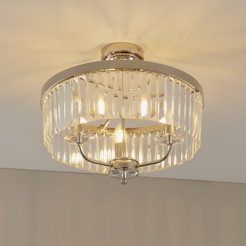 Nickel Semi Flush Fitting with Clear Glass