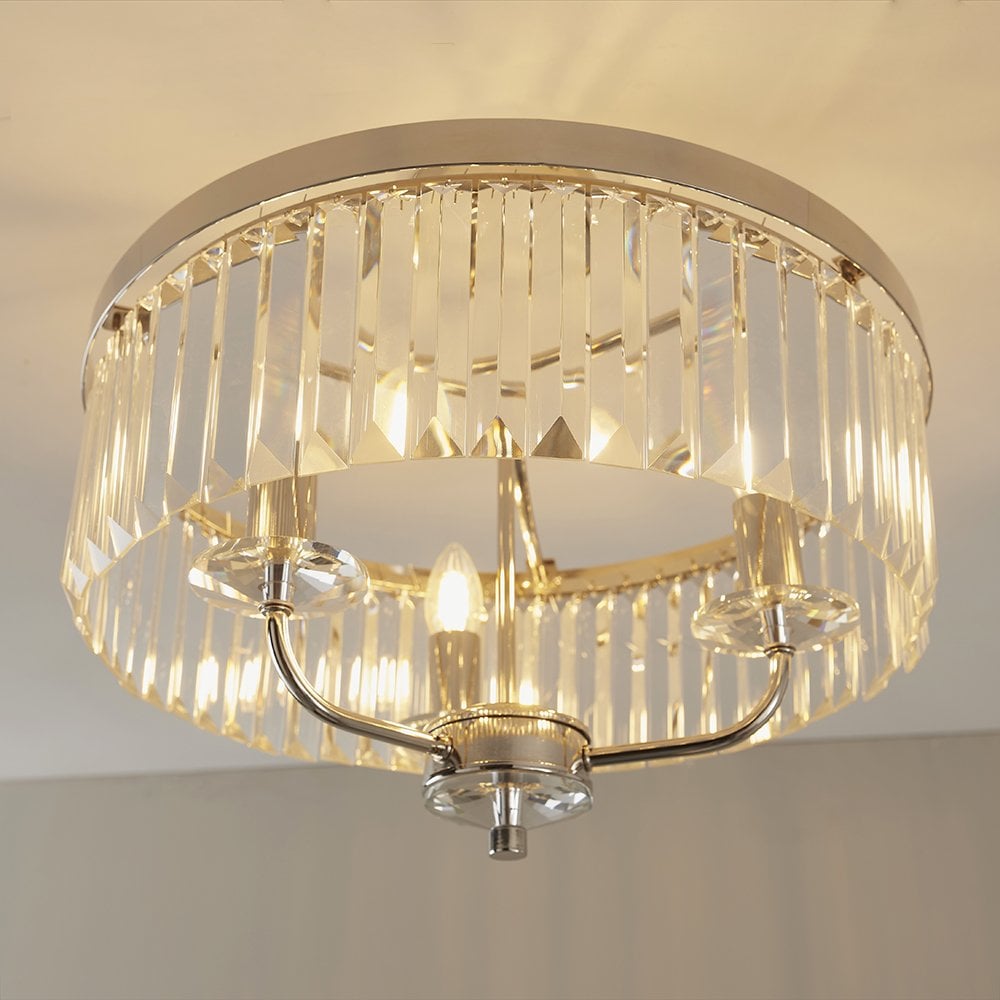 Nickel Semi Flush Fitting with Clear Glass
