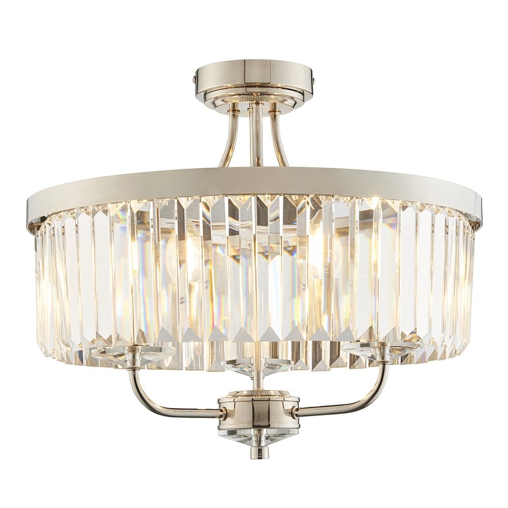 Nickel Semi Flush Fitting with Clear Glass