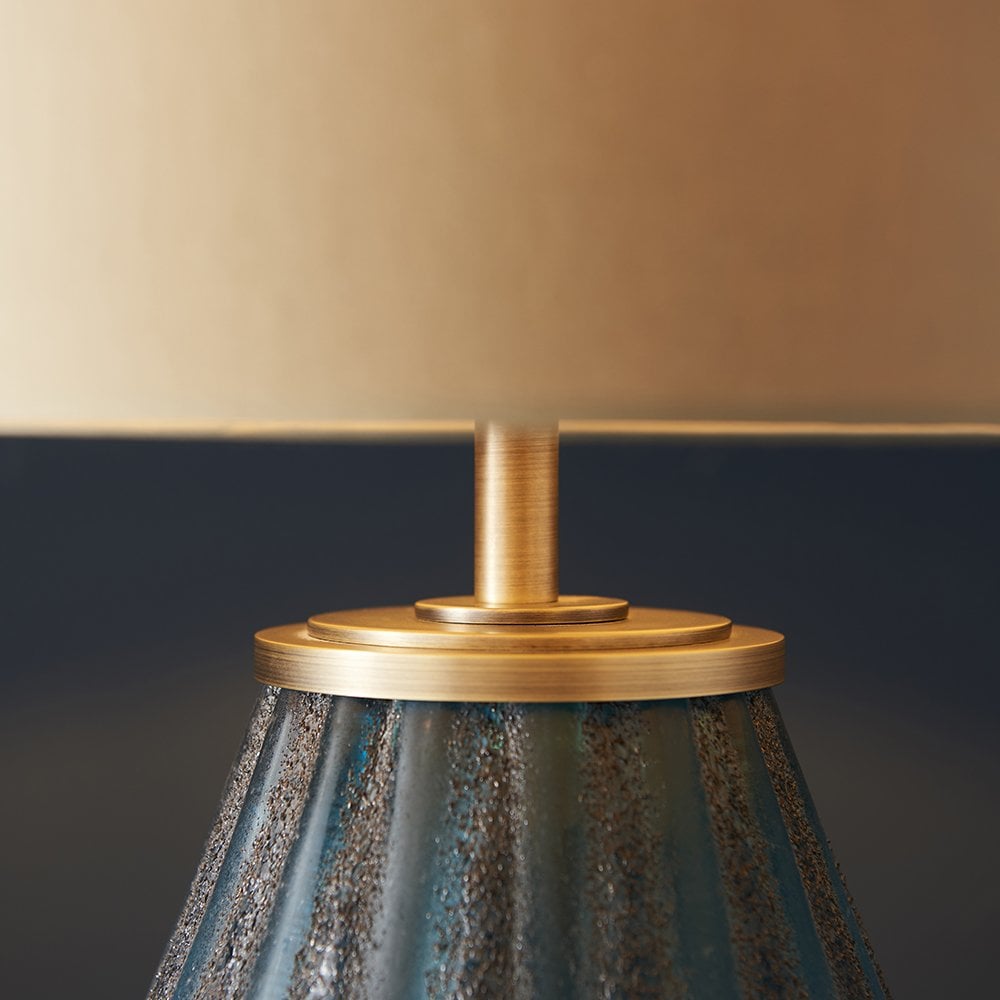 Glass Lamp in Turquoise with Gold Shade