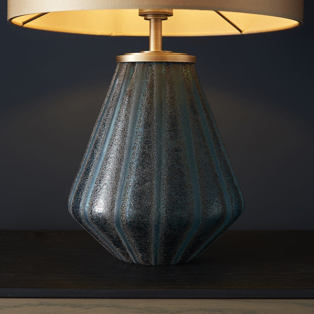Glass Lamp in Turquoise with Gold Shade