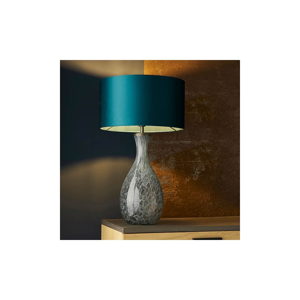 White and Grey Glass Base With Brushed Bronze Metal Work