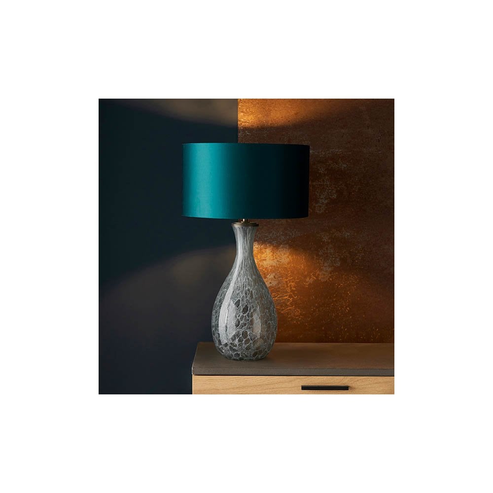 White and Grey Glass Base With Brushed Bronze Metal Work