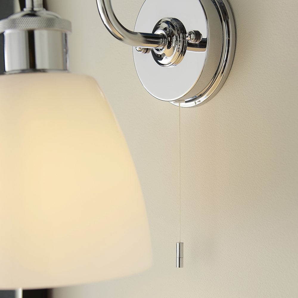 Piper Chrome Arch Wall Light with Opal Glass