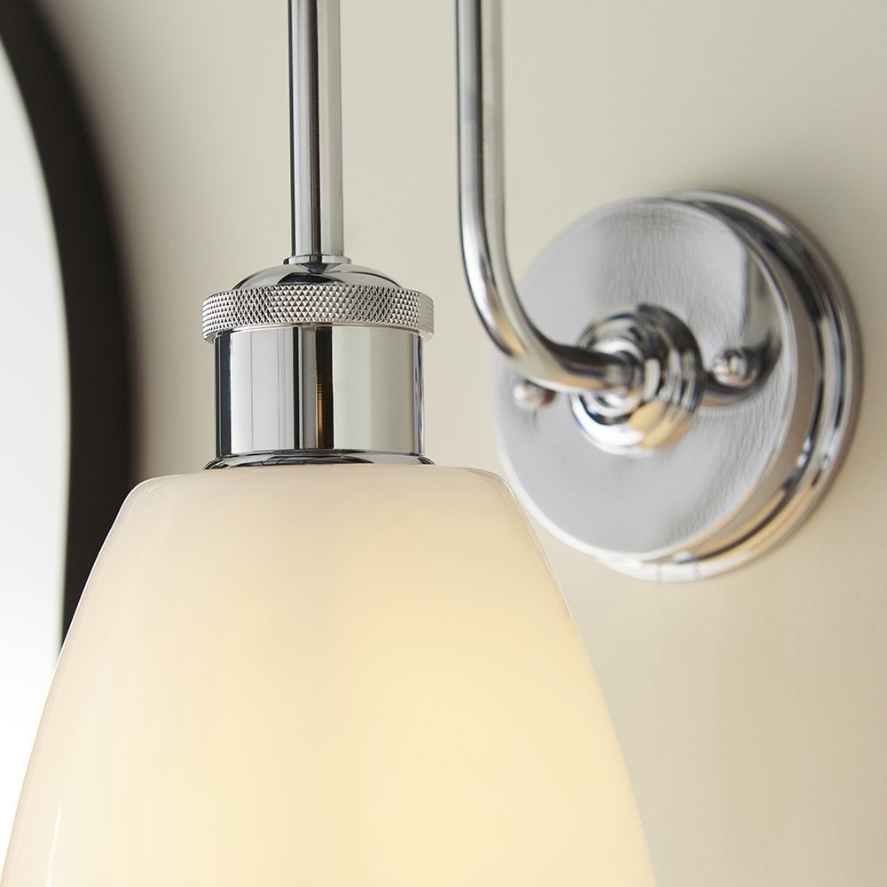 Piper Chrome Arch Wall Light with Opal Glass