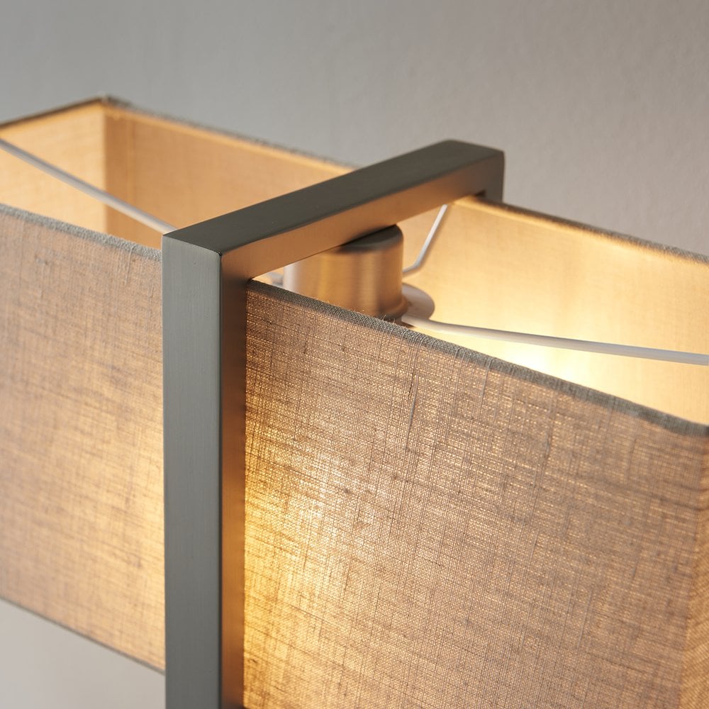 Classic Table Lamp with Natural Shade in Satin Nickel