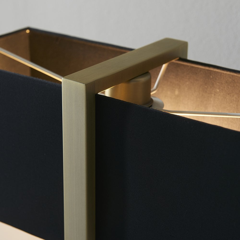 Classic Table Lamp with Black Shade in Antique Brass