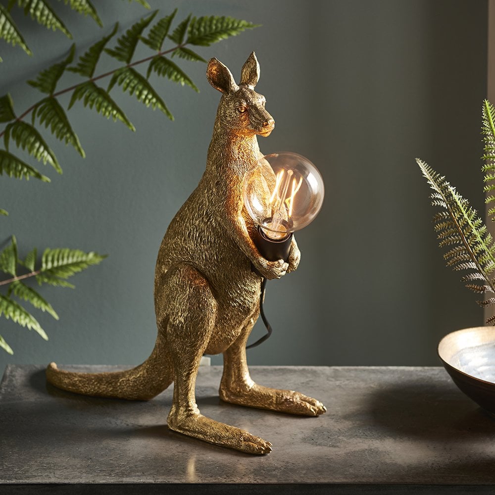 Novelty Kangaroo Table Lamp in Gold Finish