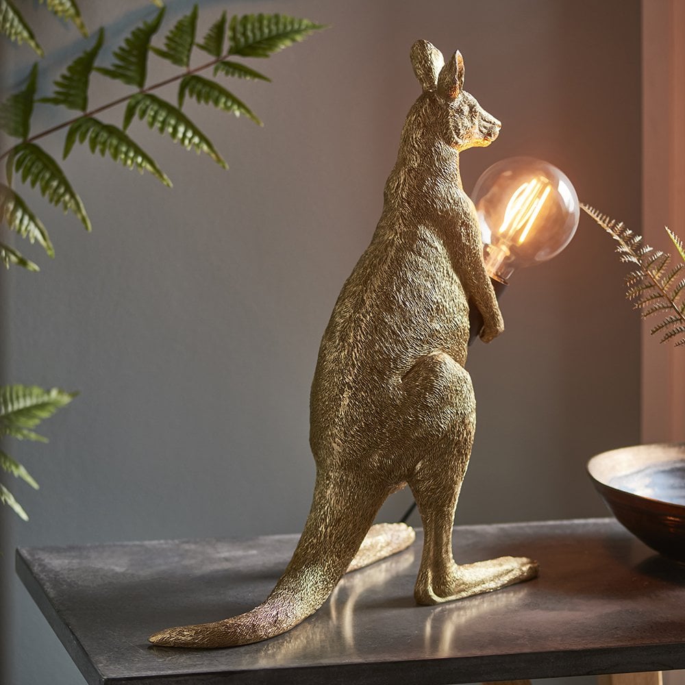 Novelty Kangaroo Table Lamp in Gold Finish