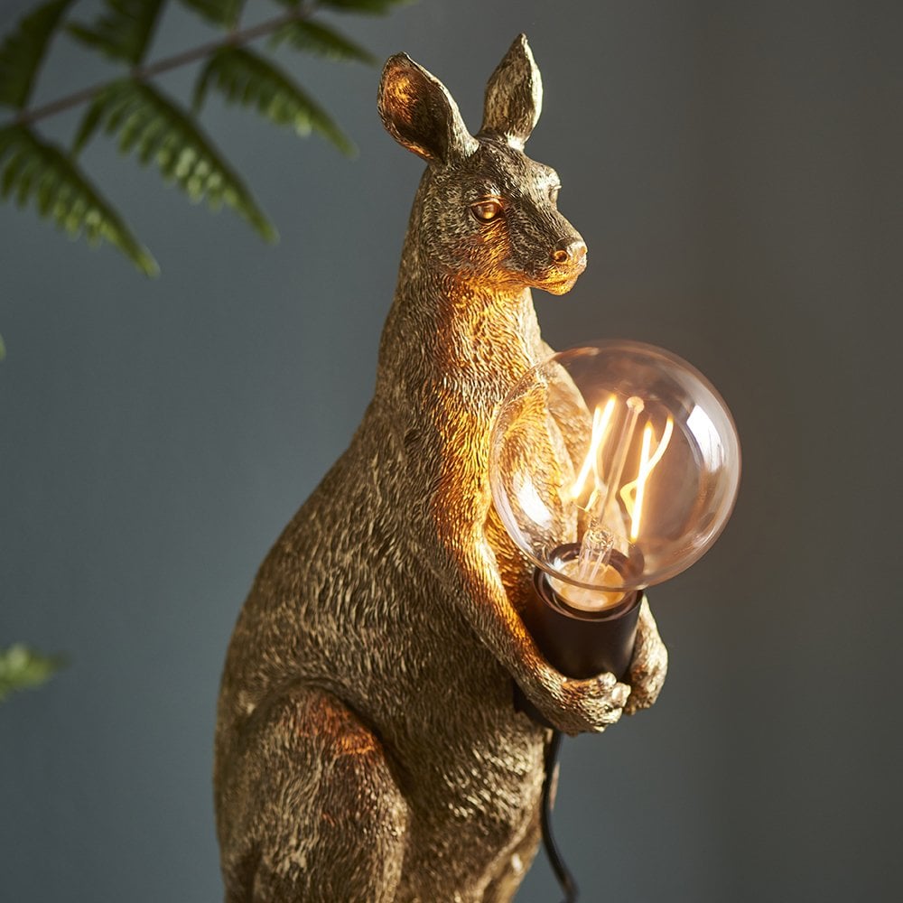 Novelty Kangaroo Table Lamp in Gold Finish