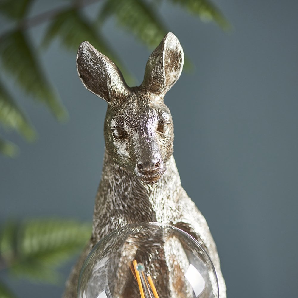 Novelty Kangaroo Table Lamp in Silver Finish