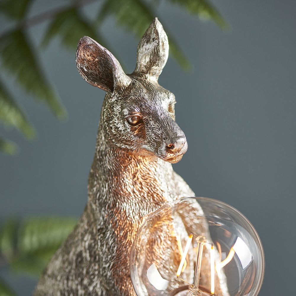 Novelty Kangaroo Table Lamp in Silver Finish