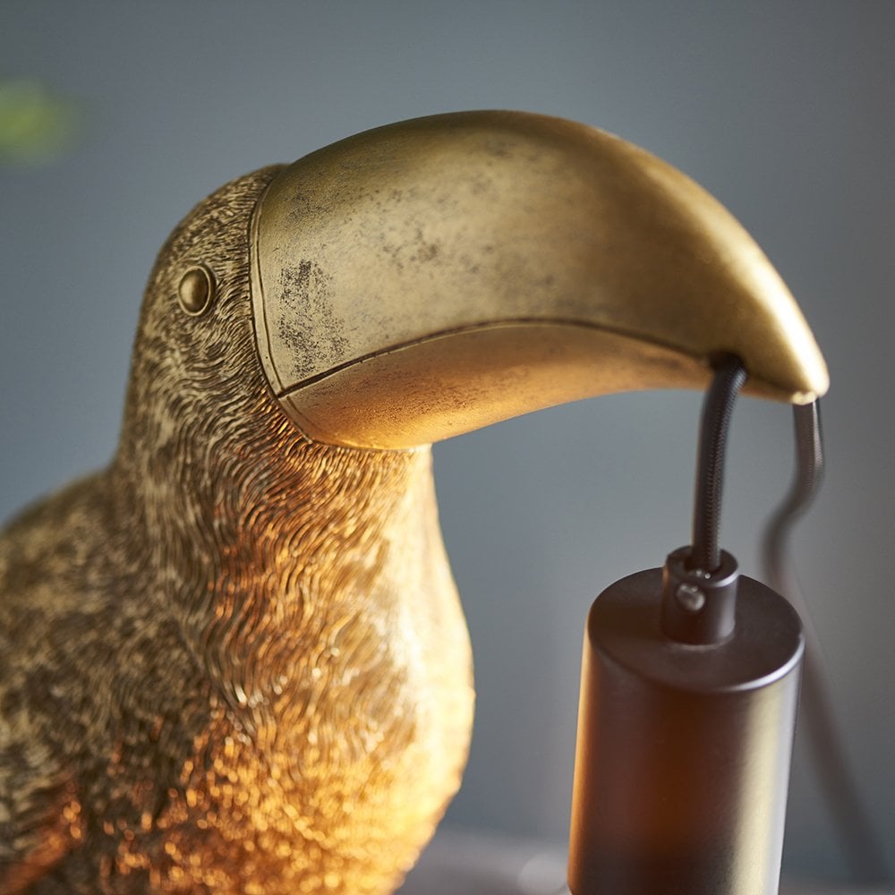 Novelty Toucan Table Lamp in Gold Finish