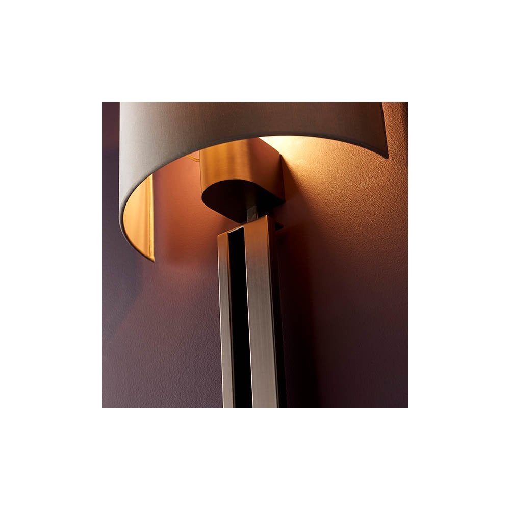 Slotted Panel Bronze Wall Light with Mink Shade