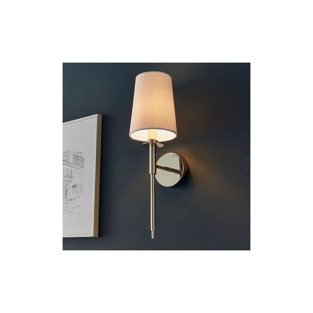 Vintage Style Wall Light in Nickel with White Shade
