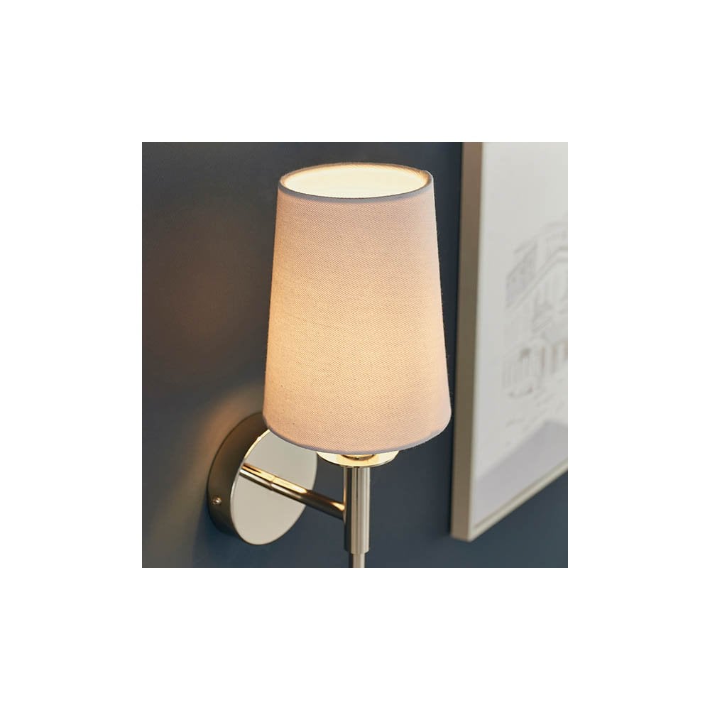 Vintage Style Wall Light in Nickel with White Shade