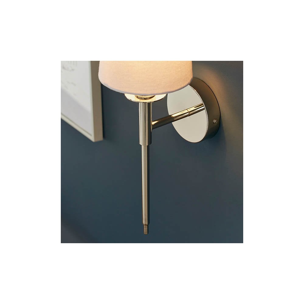 Vintage Style Wall Light in Nickel with White Shade