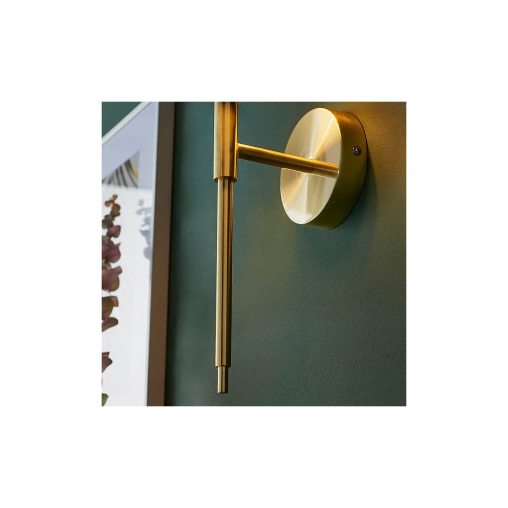 Vintage Style Wall Light in Satin Brass with White Shade