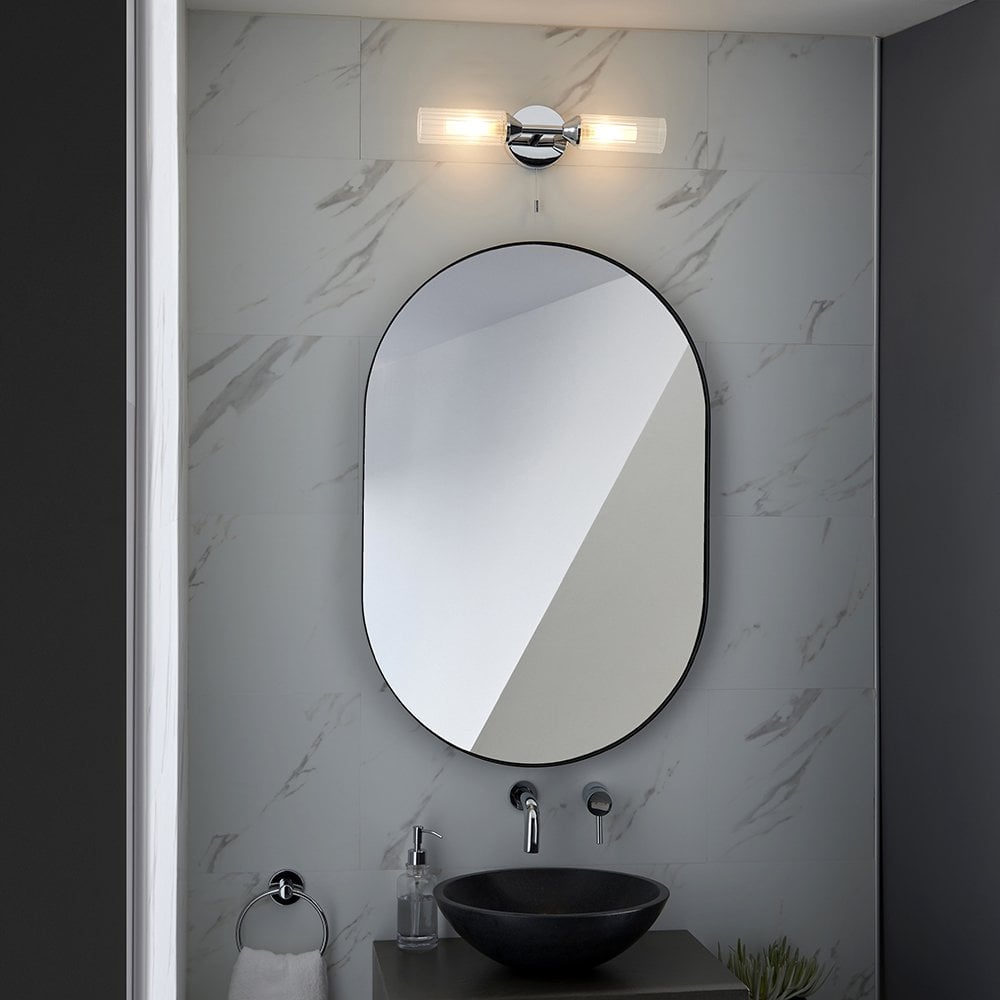 Modern Semi Flush 6 Light in Chrome with Ribbed & Frosted Glass