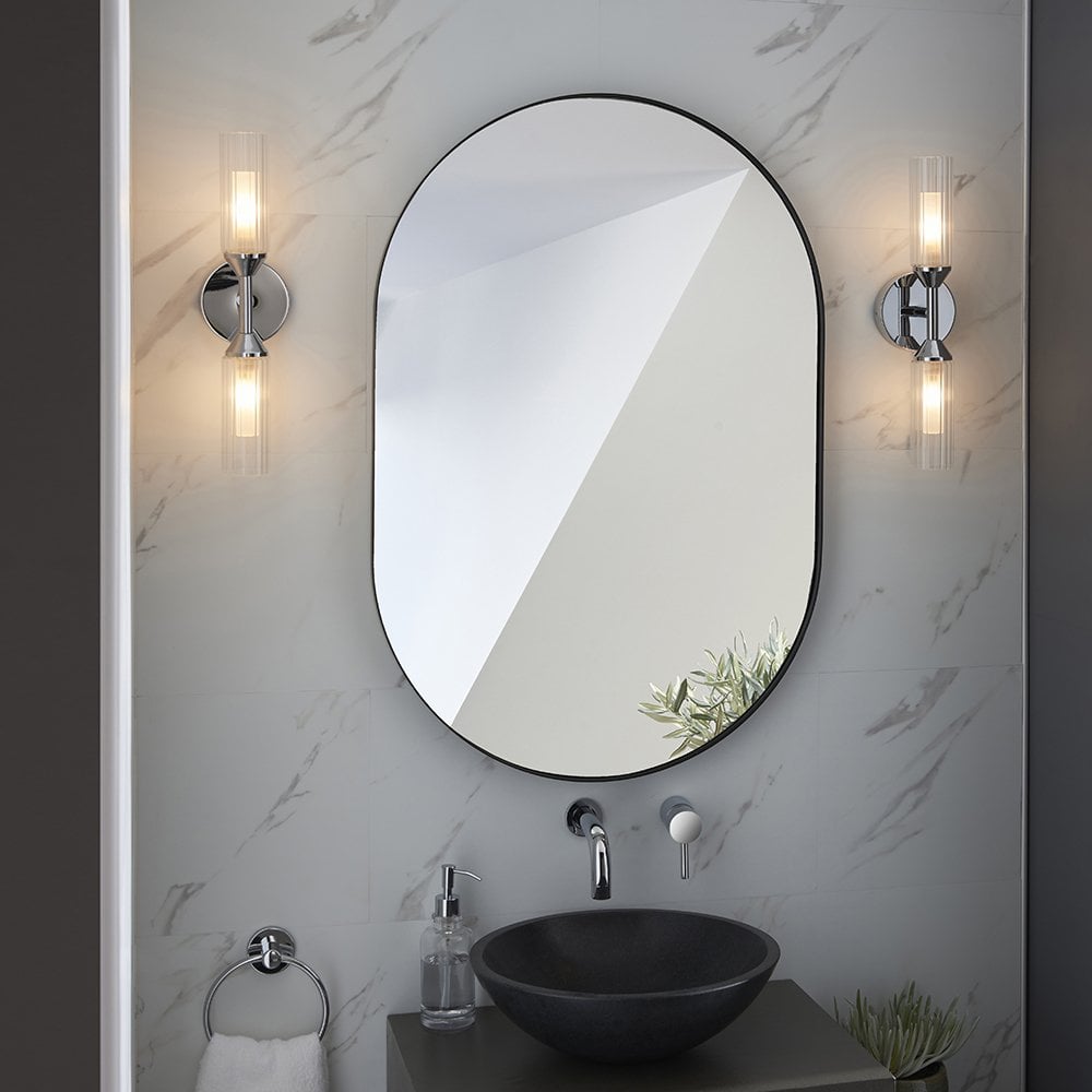 Modern Semi Flush 6 Light in Chrome with Ribbed & Frosted Glass
