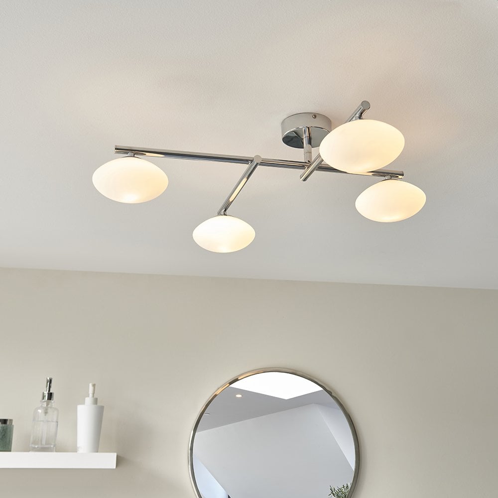 Andy 4 Light Semi Flush in Chrome with Opal Glass