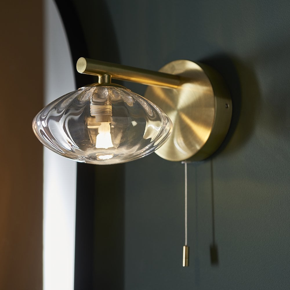Mobias Classic Linear Wall Light in Gold with Opal Glass