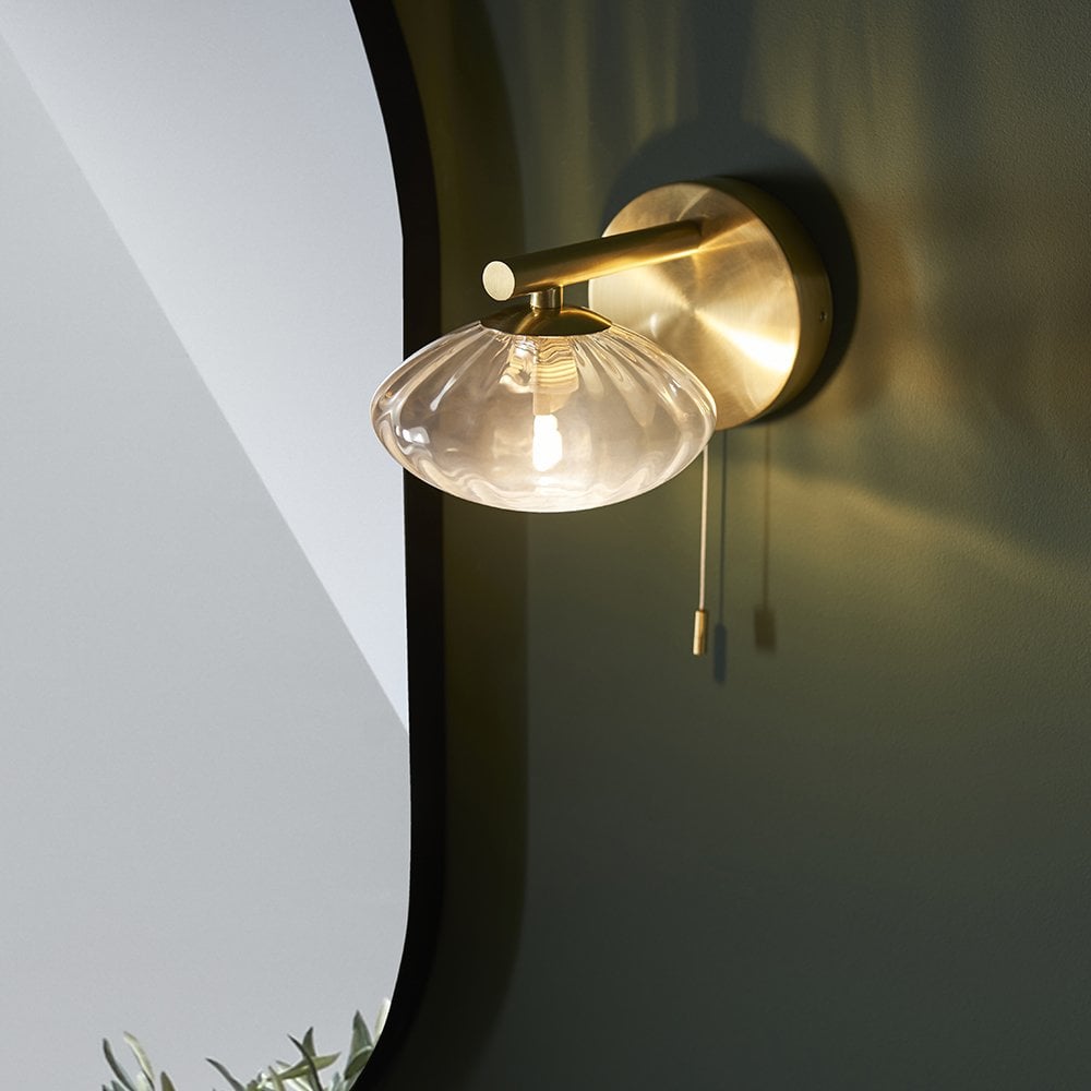 Mobias Classic Linear Wall Light in Gold with Opal Glass